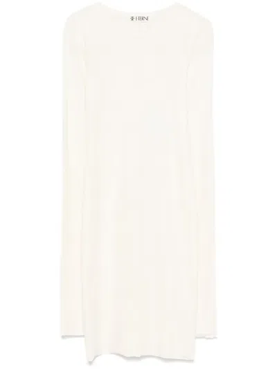 Éterne Long-sleeve Crew-neck Mini Dress In Weiss
