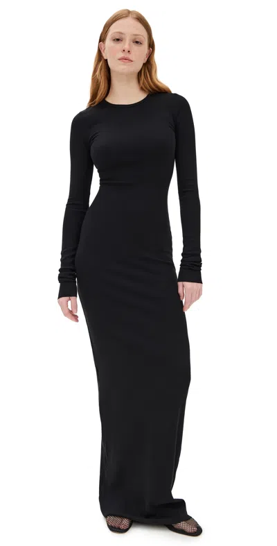 Éterne Long Sleeve Crewneck Maxi Dress Black In 黑色