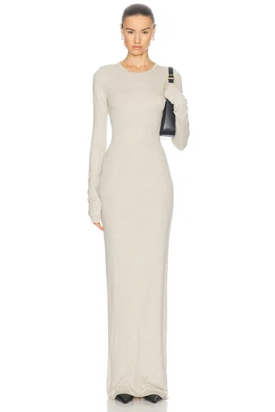 Éterne Long Sleeve Crewneck Maxi Dress In Heather Oatmeal