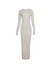 Éterne Eterne Long Sleeve Crewneck Maxi Dress Heather Oatmeal In Neutrals
