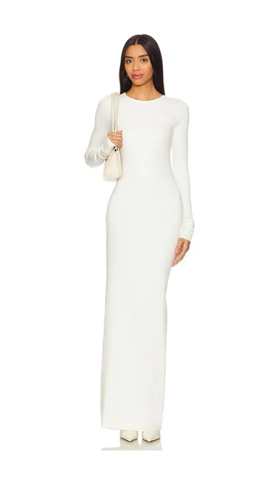 Éterne Long Sleeve Crewneck Maxi Dress In White