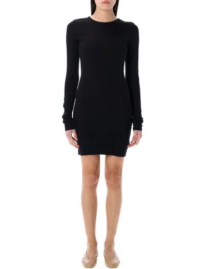 Éterne Eterne Long Sleeve Crewneck Mini Dress In Black