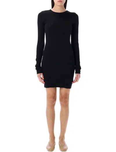 Éterne Eterne Long Sleeve Crewneck Mini Dress In Black