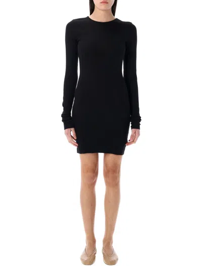 Éterne Eterne Long Sleeve Crewneck Mini Dress In Black