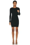 Éterne Long Sleeve Crewneck Mini Dress In Black