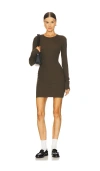 Éterne Long Sleeve Crewneck Mini Dress In Green