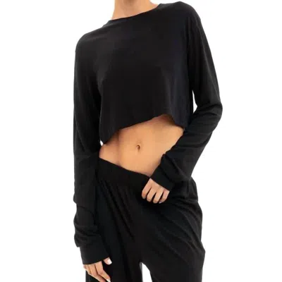 Éterne Long Sleeve Cropped Rib T-shirt In Black
