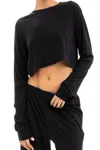 Éterne Black Cropped Long Sleeve T-shirt In Black