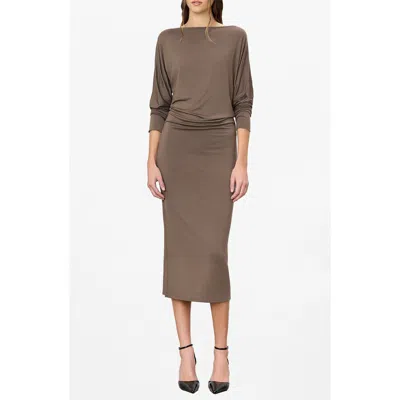 Éterne Eterne Long Sleeve Dress In Brown