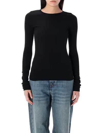 Éterne Long-sleeve Fitted Crewneck Top In Black