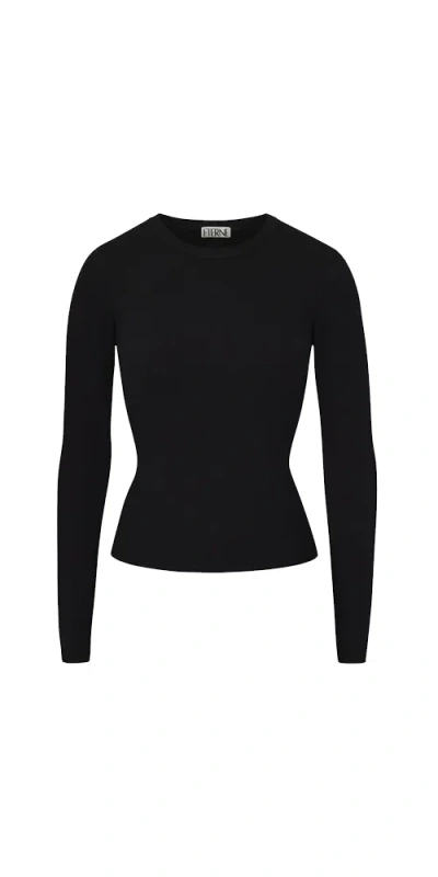 Éterne Long Sleeve Fitted Top Black