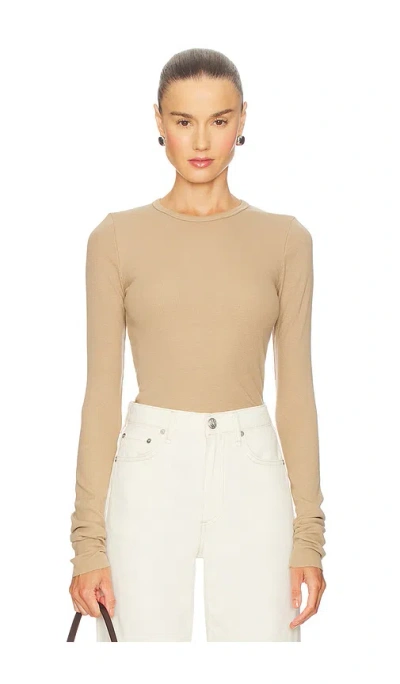 Éterne Long Sleeve Fitted Top In Brown