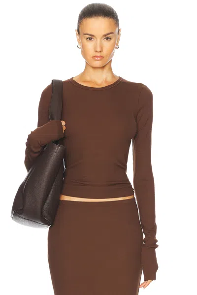 Éterne Long Sleeve Fitted Top In Chocolate