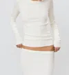 Éterne Long Sleeve Fitted Top In Cream In White
