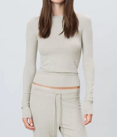 Éterne Long Sleeve Fitted Top In Heather Oatmeal In Neutral