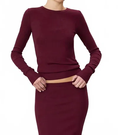 Éterne Long Sleeve Fitted Top In Oxblood In Brown