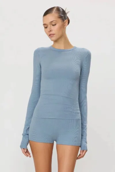 Éterne Long Sleeve Fitted Top In Slate In Blue