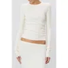 Éterne Eterne Long Sleeve Fitted T-shirt In Cream