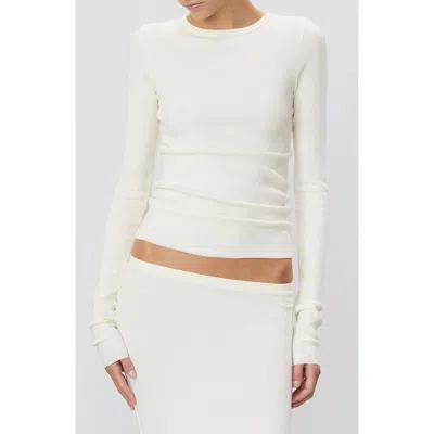 Éterne Eterne Long Sleeve Fitted T-shirt In Cream