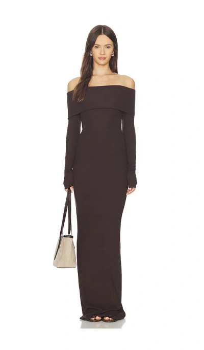 Éterne Long Sleeve Off Shoulder Maxi Dress In Black