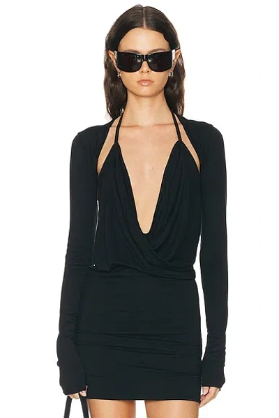 Éterne Long Sleeve Soft Jersey Shrug In Black
