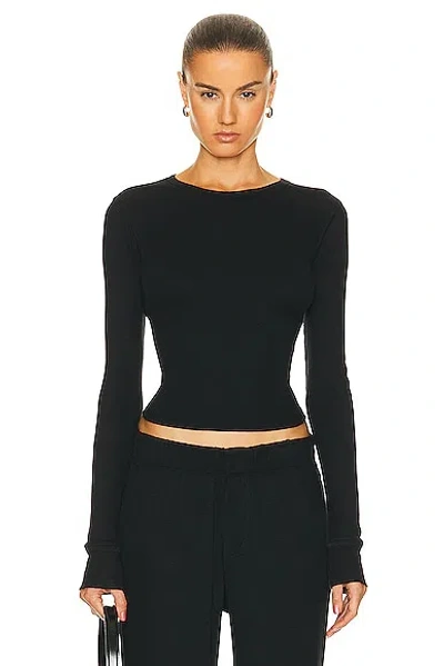 Éterne Eterne Cropped Long Sleeve Top In Black