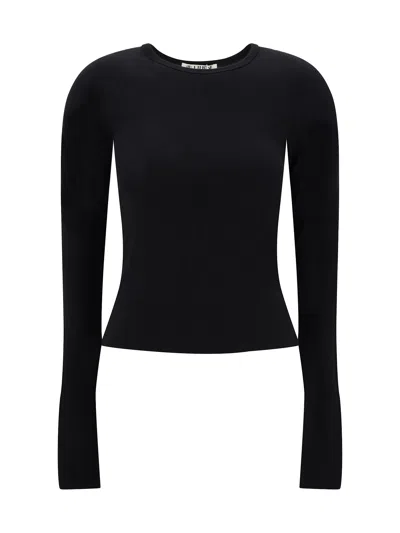Éterne Eterne Cropped Long Sleeve Top In Black