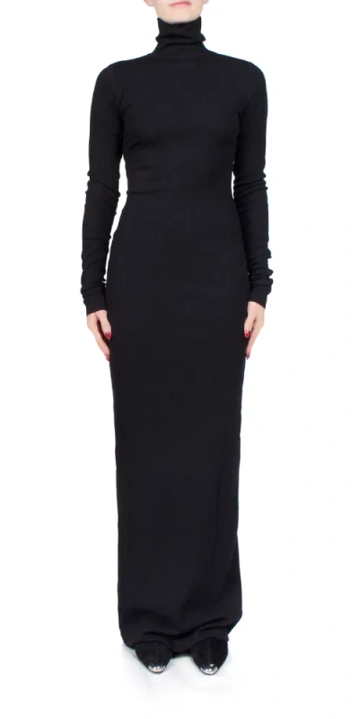 Éterne Long Sleeve Turtleneck Maxi Dress Black In 黑色