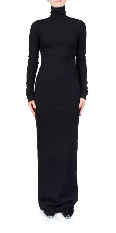 Éterne Long Sleeve Turtleneck Maxi Dress In Black