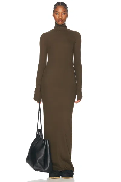 Éterne Long Sleeve Turtleneck Maxi Dress In Moss