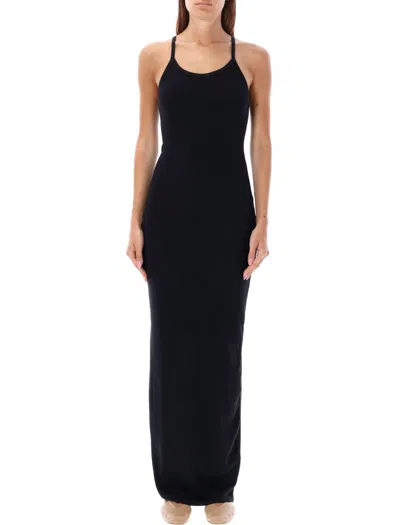 Éterne Form-fitting Ribbed Cotton Maxi Dress In Black