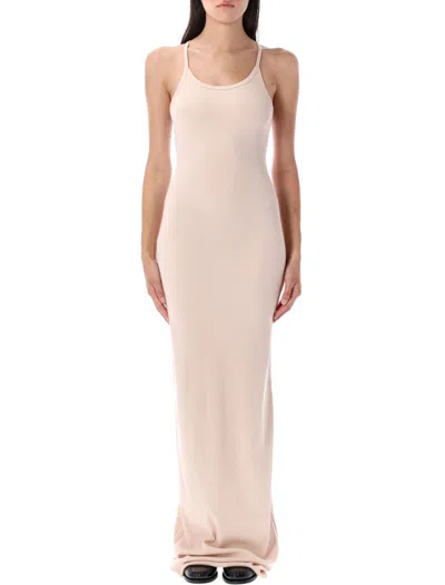 Éterne Eterne Long Tank Dress With Ribbed Texture In Gray