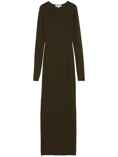 Éterne Longsleeved Crew-neck Maxi Dress In Brown