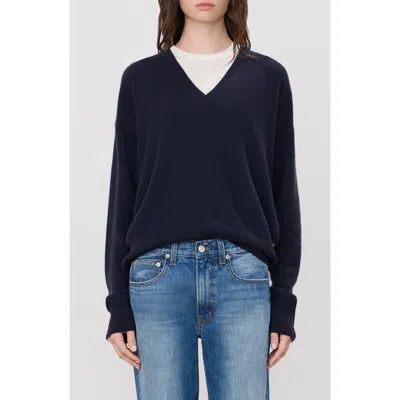 Éterne Eterne Marcel V-neck Cashmere Blend Sweater In Midnight