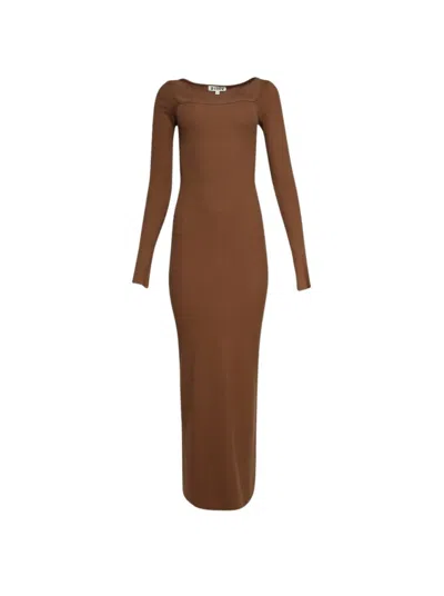 Éterne Eterne Maxi Square Neck Dress Earth Ear In Brown