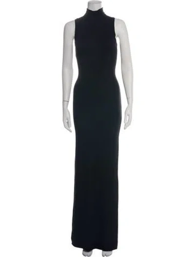 Pre-owned Éterne Mock Neck Long Dress In Blue