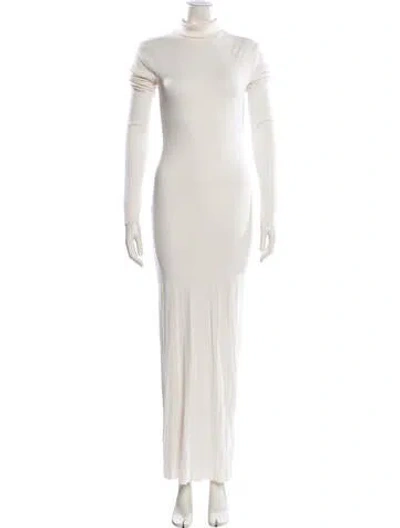 Pre-owned Éterne Mock Neck Long Dress In White