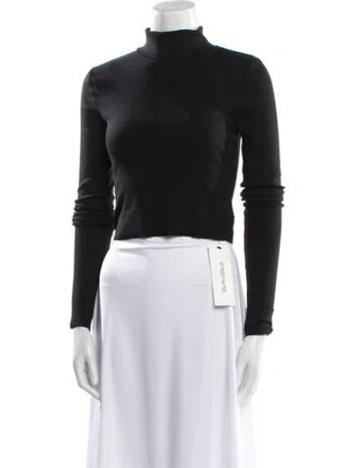 Pre-owned Éterne Mock Neck Long Sleeve Crop Top In Black