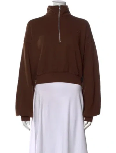 Pre-owned Éterne Mock Neck Long Sleeve Sweatshirt In Brown