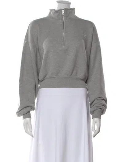 Pre-owned Éterne Mock Neck Long Sleeve Sweatshirt In Gray