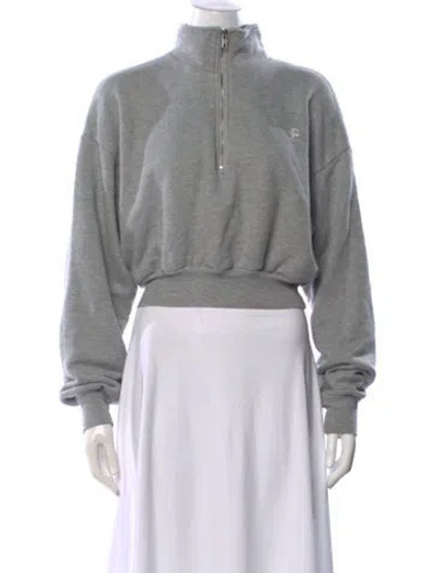 Pre-owned Éterne Mock Neck Long Sleeve Sweatshirt In Gray