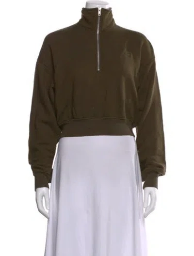Pre-owned Éterne Mock Neck Long Sleeve Sweatshirt In Green