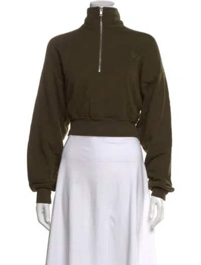 Pre-owned Éterne Mock Neck Long Sleeve Sweatshirt In Green