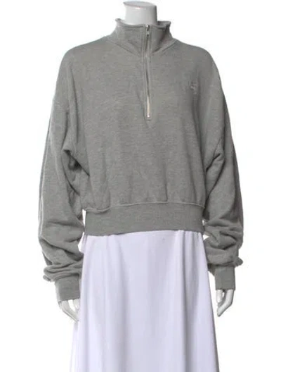 Pre-owned Éterne Mock Neck Long Sleeve Sweatshirt In Grey