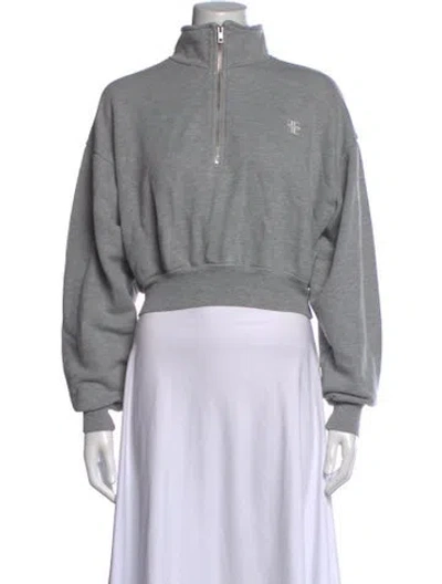 Pre-owned Éterne Mock Neck Long Sleeve Sweatshirt In Grey