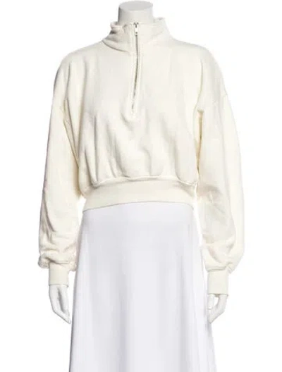 Pre-owned Éterne Mock Neck Long Sleeve Sweatshirt In White