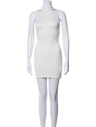 Pre-owned Éterne Mock Neck Mini Dress In Neutrals