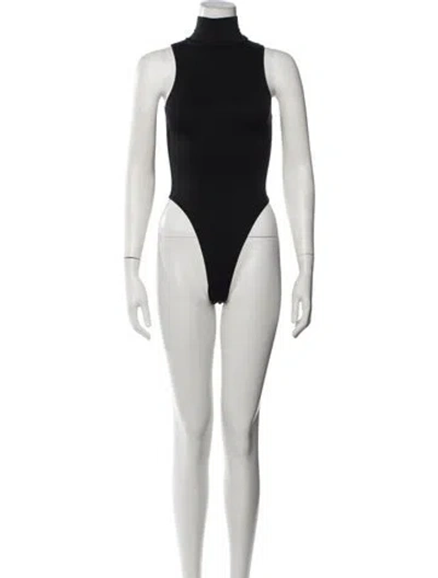 Pre-owned Éterne Mock Neck Sleeveless Bodysuit In Black