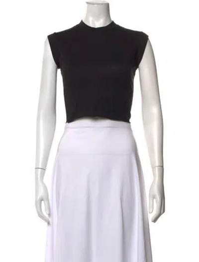 Pre-owned Éterne Mock Neck Sleeveless Crop Top In Grey