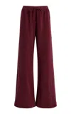 Éterne Drawstring Cotton Wide-leg Sweatpants In Burgundy